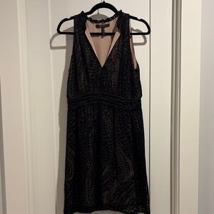 BCBGMaxAzria Black and Tan Backless Dress